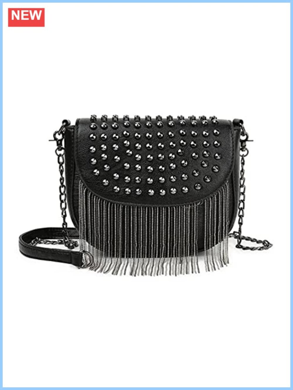 Faux Leather Rivet Crossbody Purse Small Studded Chain Bag